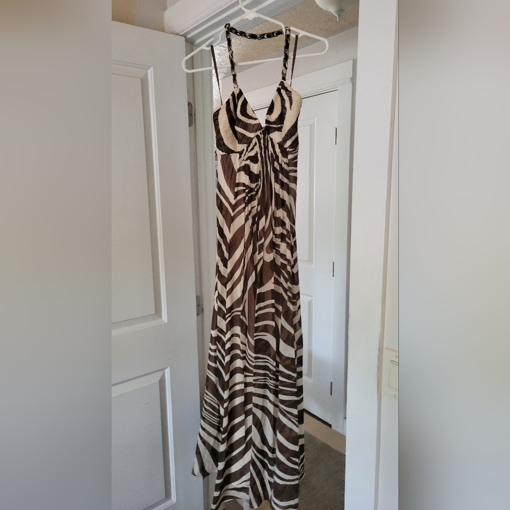 NWT BCBG MaxAzria silk maxi dress animal print sz 2